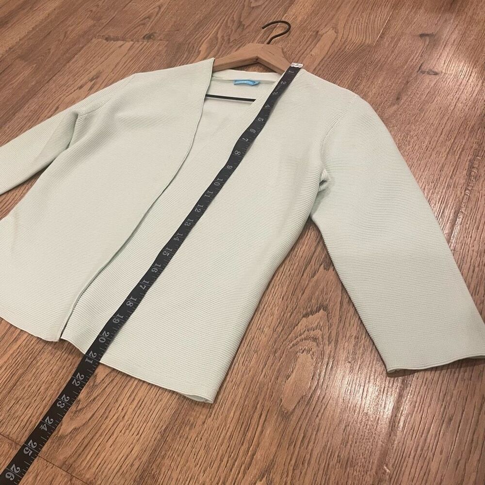 J. McLaughlin La Jolla Pastel Mint Green Open Front Ribbed Cardigan Sweater S - Picture 9 of 11